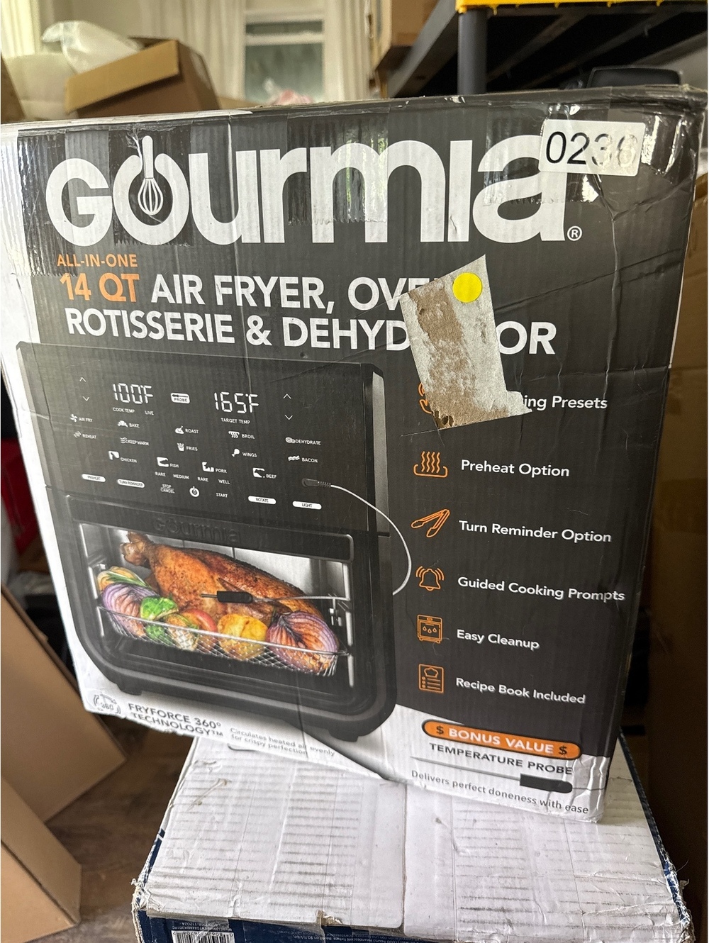 Gourmia 14 Qt Air Fryer Oven Rotisserie Dehydrator Black All-in-One Kitchen